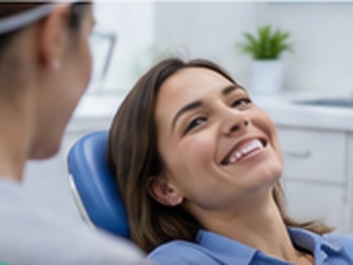 Odontología: profesional conversando con una paciente en una clínica